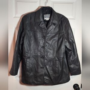 Fashion Elementz Black Genuine Leather Button Up Jacket XL